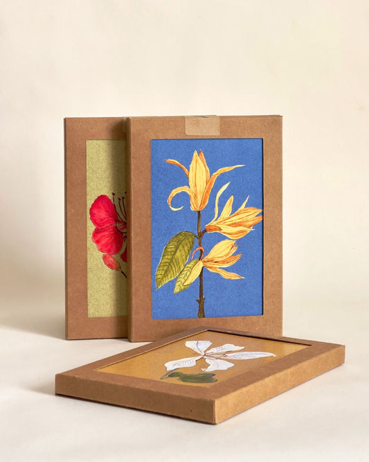 Boxed Set of 6 Greeting Cards: Indian Florals