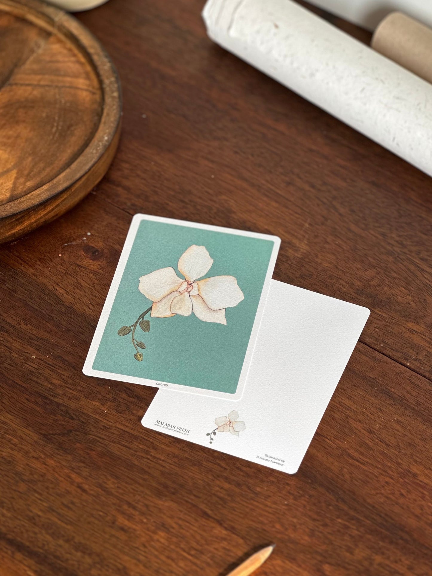 Set of 8 Floral Notecards: Orchid and Magnolia