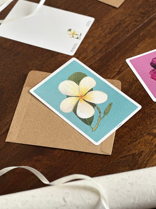 Set of 8 Floral Notecards: Plumeria and Pansy