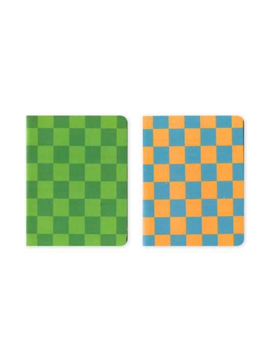 Set of 2 Orange and Green Check Pocket Notebooks