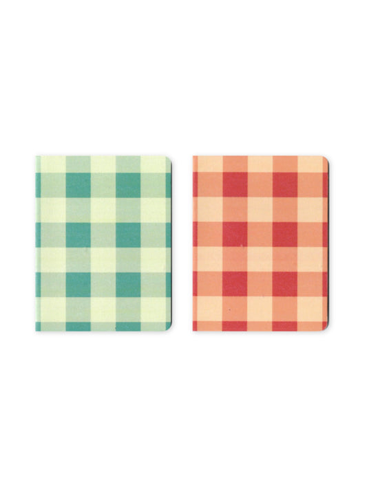 Set of 2 Blue and Red Madras Check Pocket Notebooks