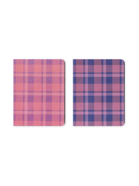 Set of 2 Purple Madras Check Pocket Notebooks