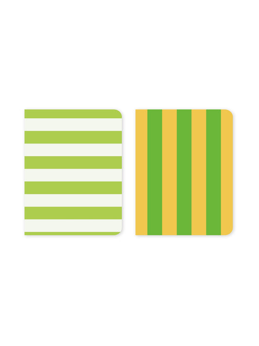 Set of 2 Green Striped Pocket Notebooks