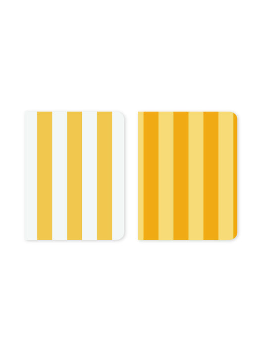 Set of 2 Yellow Striped Pocket Notebooks