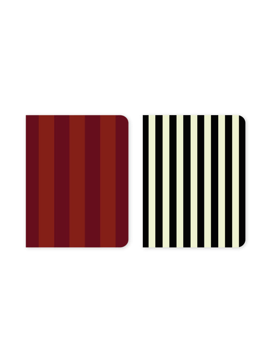Set of 2 Red and Black Striped Pocket Notebooks