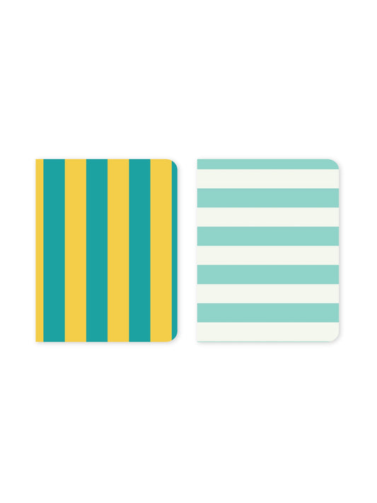 Set of 2 Yellow and Blue Striped Pocket Notebooks