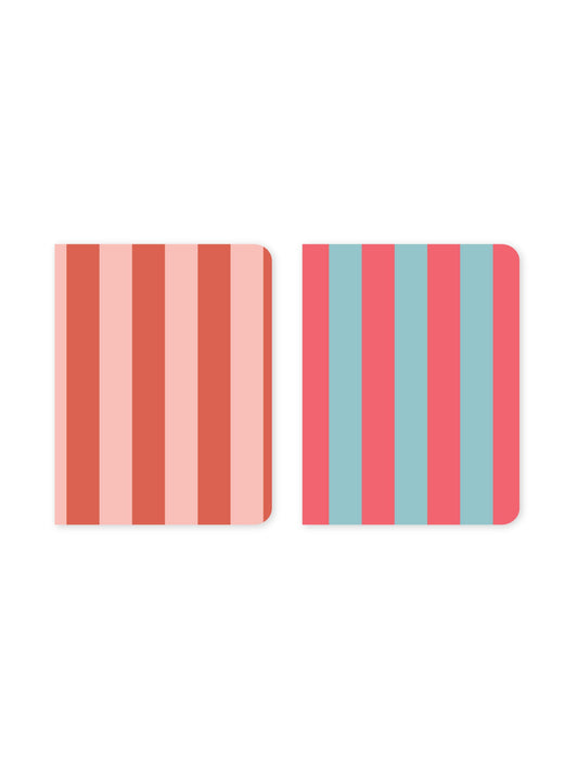 Set of 2 Pink Striped Pocket Notebooks