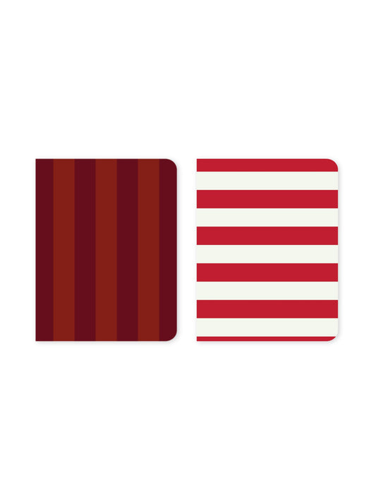 Set of 2 Red Striped Pocket Notebooks