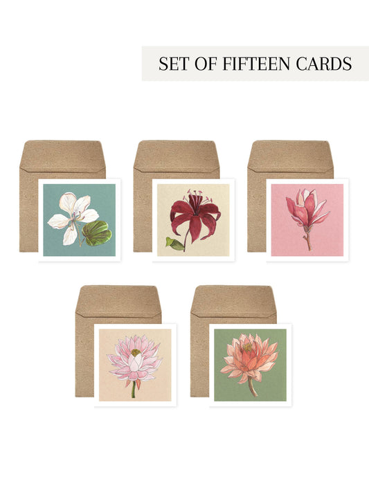 Set of Fifteen Greeting Cards: Florals