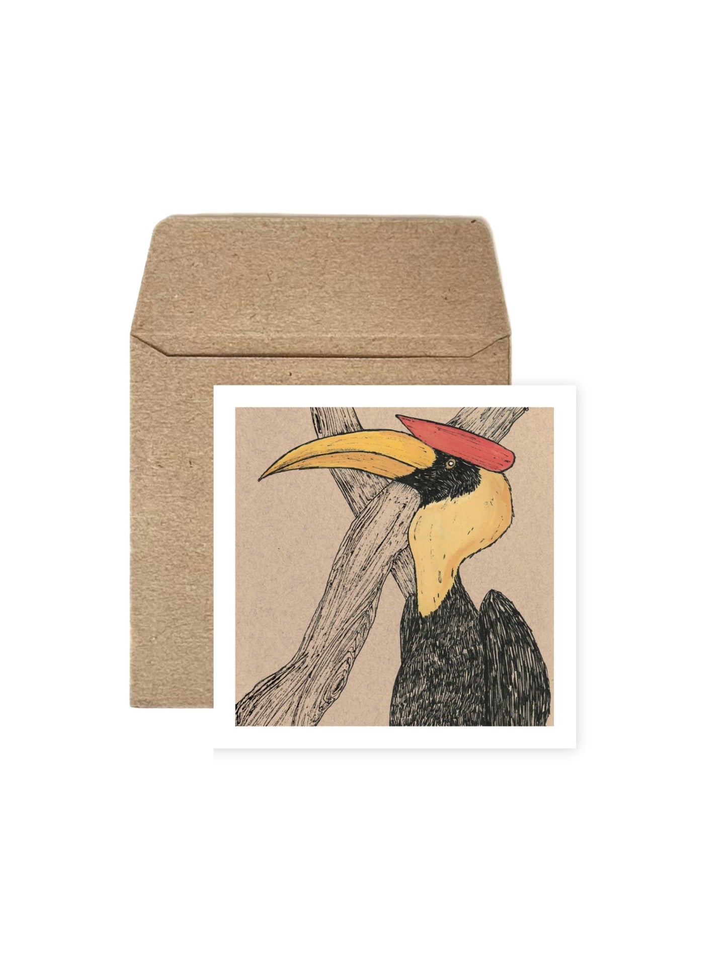 Set of Four Greeting Cards: Wildlife (The Great Indian Hornbill)