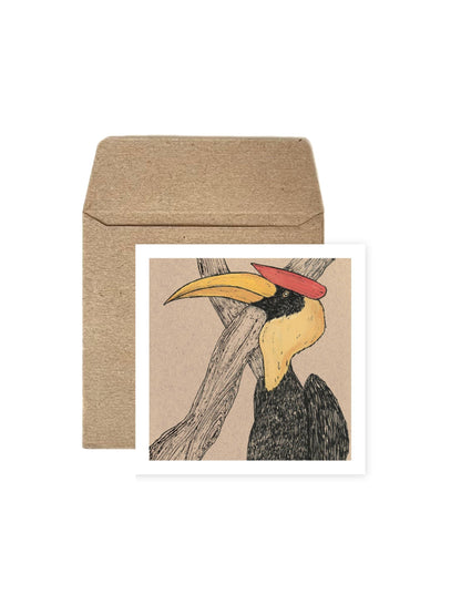 Set of Four Greeting Cards: Wildlife (The Great Indian Hornbill)