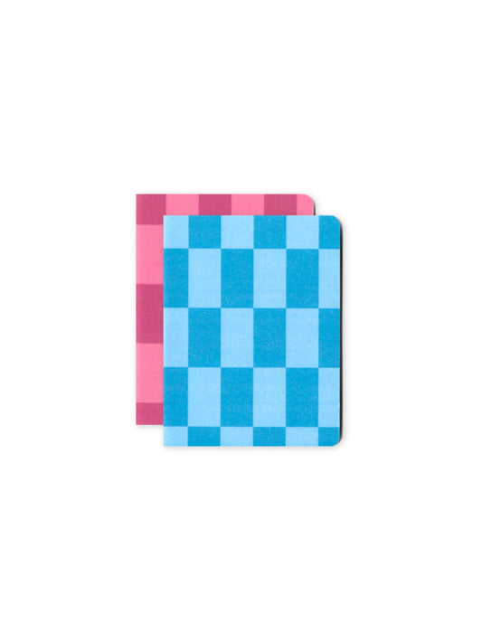 Set of 2 Blue and Pink Check Pocket Notebooks