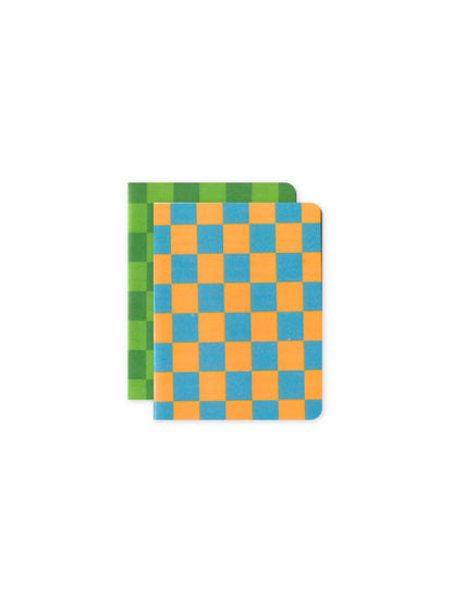Set of 2 Orange and Green Check Pocket Notebooks
