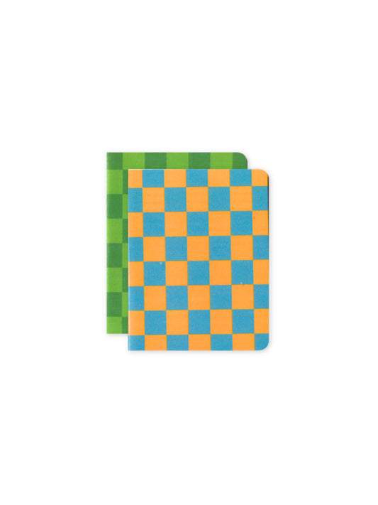 Set of 2 Orange and Green Check Pocket Notebooks