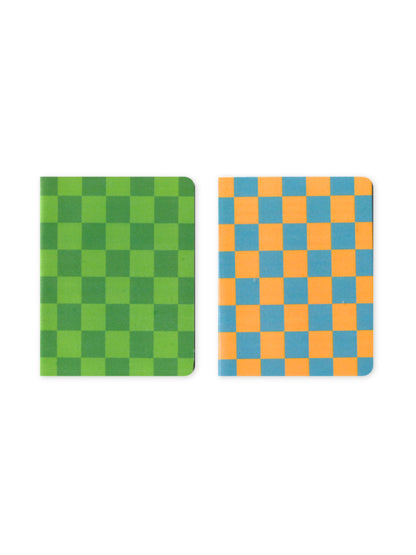 Set of 2 Orange and Green Check Pocket Notebooks