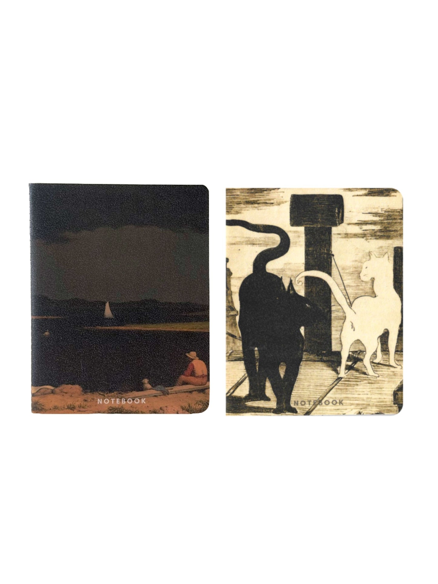 Pocket Notebooks of Cat and Sea Art: Set of 2