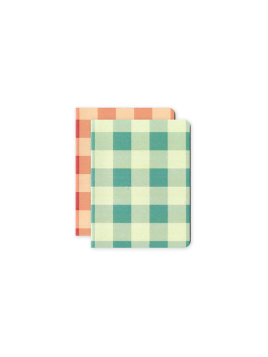 Set of 2 Blue and Red Madras Check Pocket Notebooks