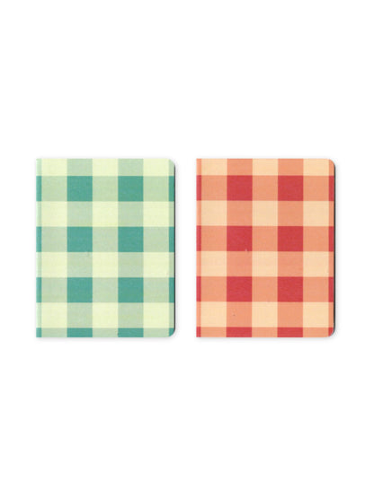 Set of 2 Blue and Red Madras Check Pocket Notebooks
