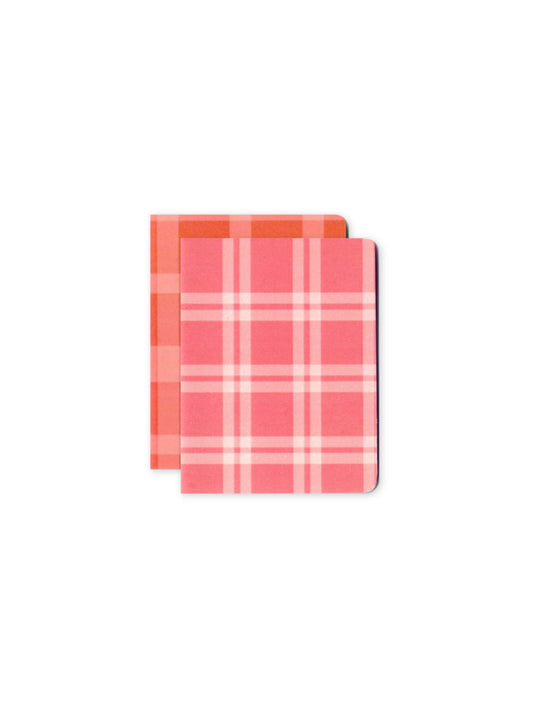 Set of 2 Red Madras Check Pocket Notebooks