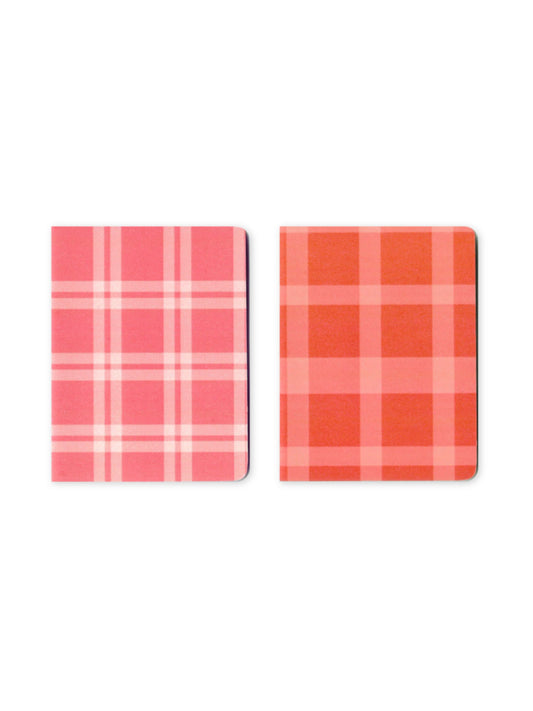 Set of 2 Red Madras Check Pocket Notebooks