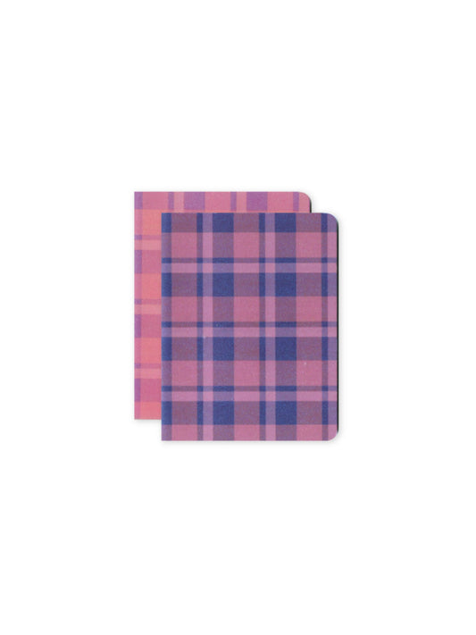 Set of 2 Purple Madras Check Pocket Notebooks