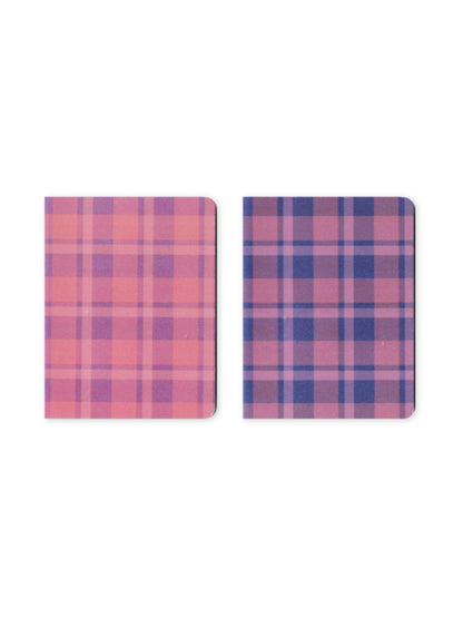 Set of 2 Purple Madras Check Pocket Notebooks