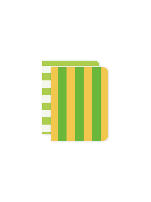 Set of 2 Green Striped Pocket Notebooks