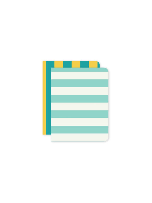 Set of 2 Yellow and Blue Striped Pocket Notebooks