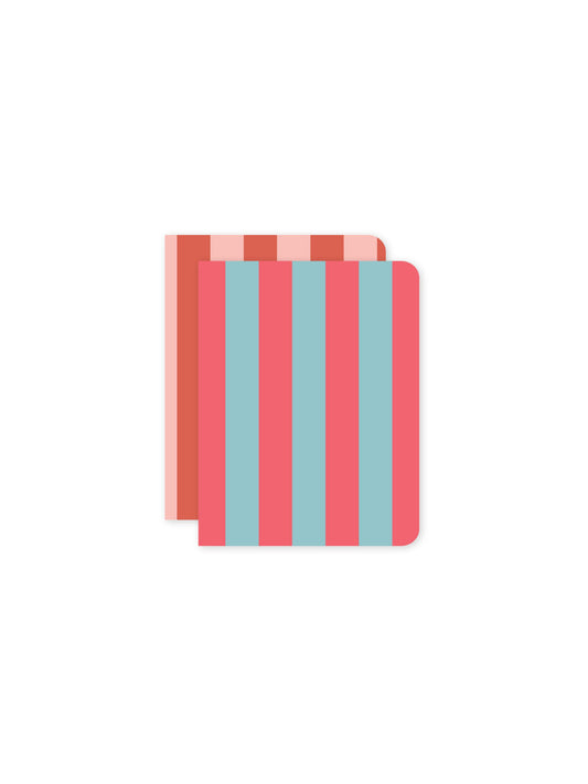 Set of 2 Pink Striped Pocket Notebooks