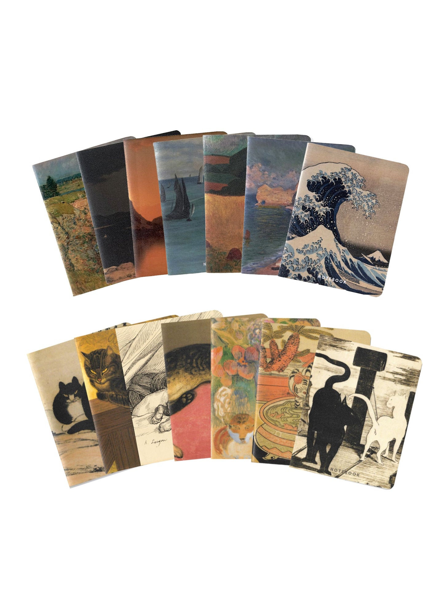 Pocket Notebooks of Cats and Seascapes: Set of 14