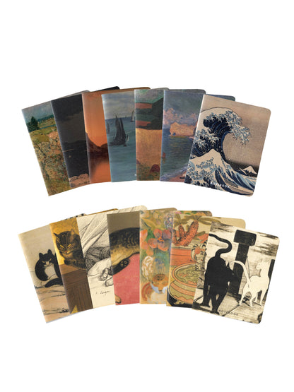 Pocket Notebooks of Cats and Seascapes: Set of 14